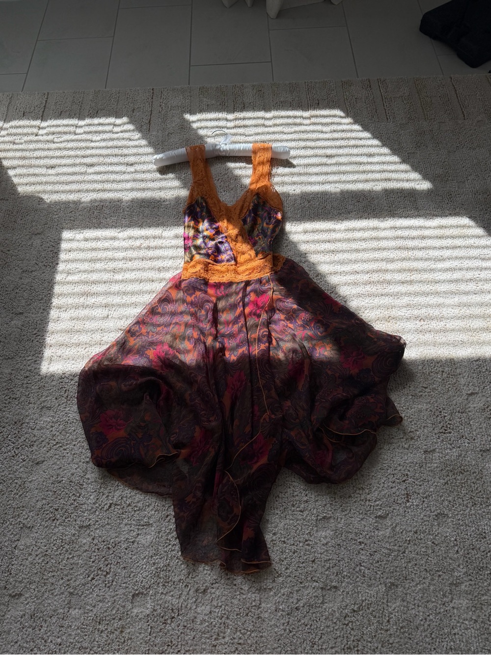 Vintage 90s Victoria’s Secret Gold Label Sheer Chiffon Paisley Floral Maxi slip - Picture 4 of 10